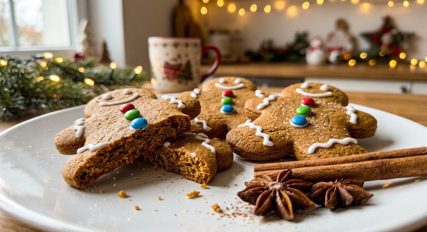 Decorated gingerbread cookies with royal icing on a cooling rack