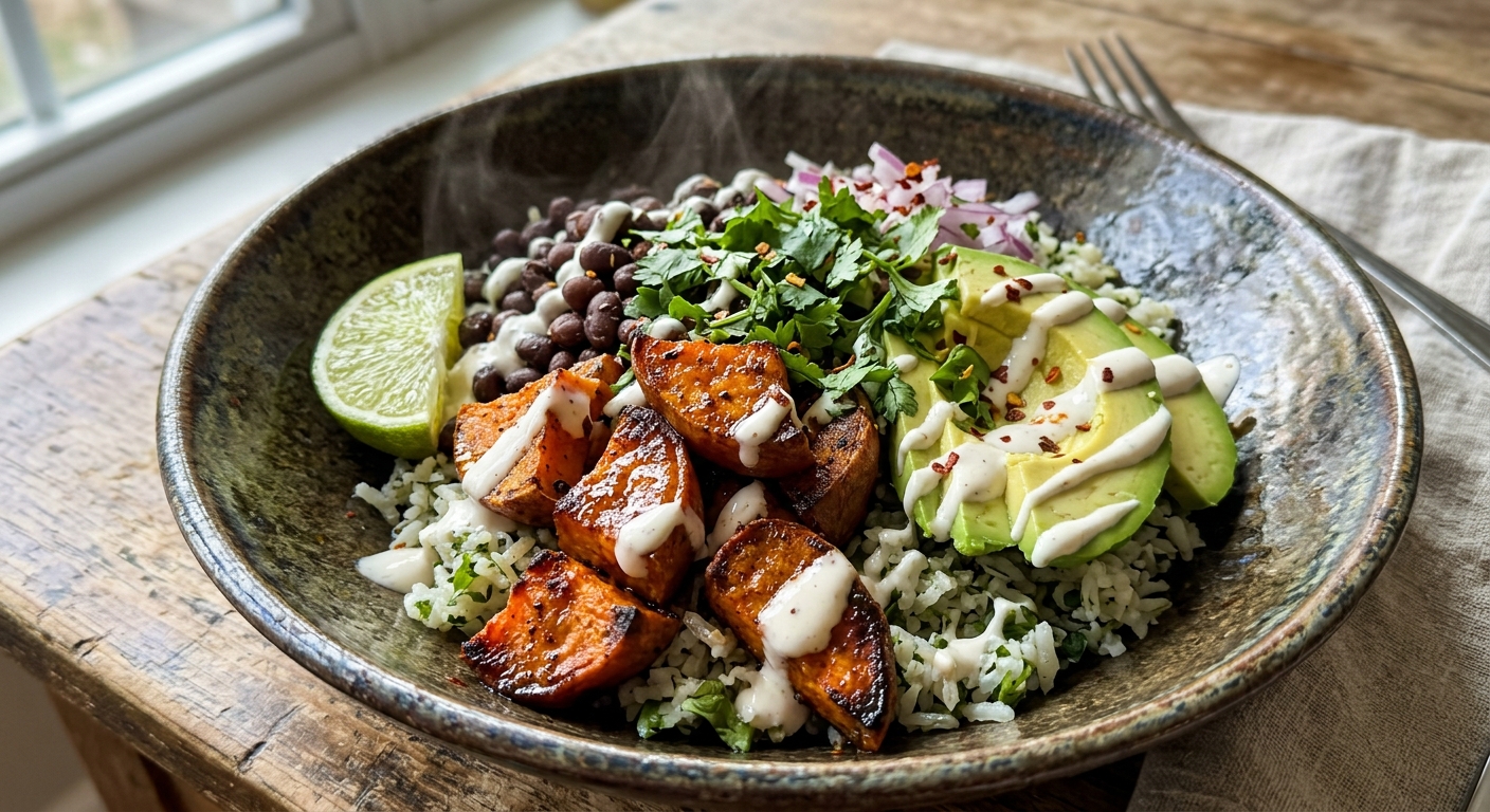 Sweet Potato Black Bean Bowl (20g Protein)