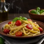 rich flavors of homemade sourdough pasta with fresh cherry tomatoes